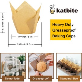 Katbite Muffin Cases 200 PCS, Standard Muffin Liners, Heavy Duty Disposable Baking Cups (Brown)