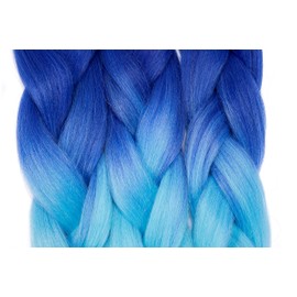 Jumbo Braiding Hair 24 inch Jumbo Braid Hair Extensions Ombre Jumbo Box Braids Crochet Hair Long for Women Kids DIY High Temperature Synthetic Fiber 2 Tones Dark Blue+ Sky Blue 1 Bundle
