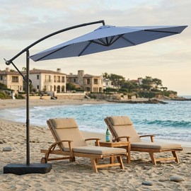DoCred 10FT Cantilever Offset Patio Umbrella with Base Included, Navy Blue