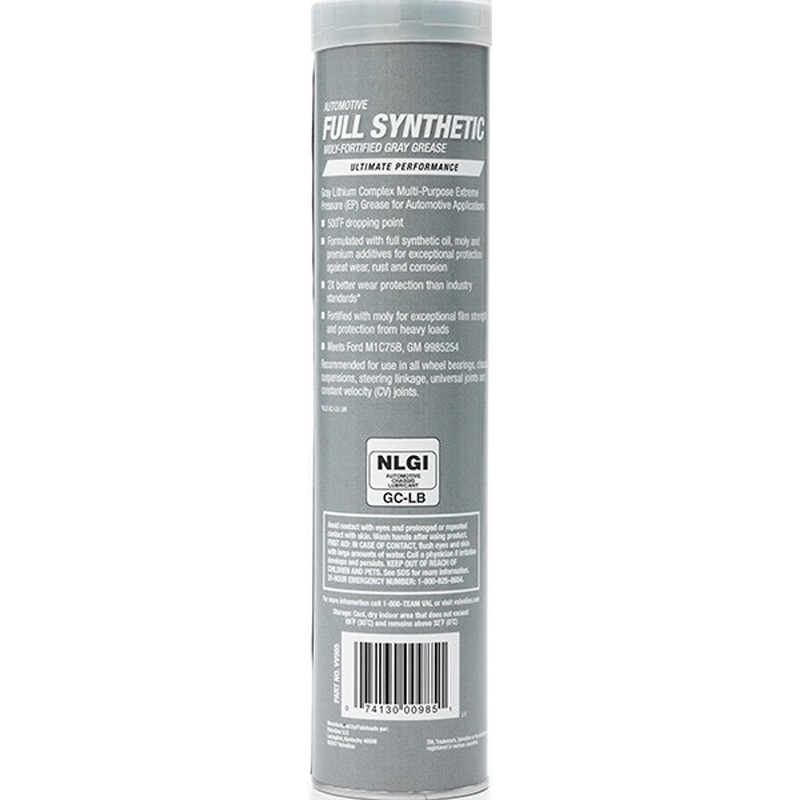 Valvoline Moly-Fortified Gray Full Synthetic Grease 14.1 OZ Cartridge, Case