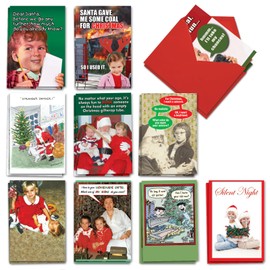 NobleWorks 20 Assorted Box Set Funny Christmas Greeting Cards w/5 x 7 Inch Envelopes (10 Designs, 2 Each) Holiday Children AC10708XSG-B2x10