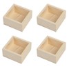 4 Pack Unfinished Wooden Craft Storage Organiser Boxes, 3.15 x