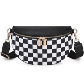 Eslcorri Small Crossbody Sling Bag for Women Trendy - Fanny Packs Leather Chest Belt Bum Bag Anti Theft Purse for Travel, #150 Nylon Black, Medium