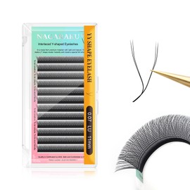 NAGARAKU YY Eyelash Extensions Supplies Y Shape Lash Premade 4D Easy Fan Russian Volume Cluster Faux Mink Matte 12 rows pre Fanned Wispies Crisscross Eye Lashes(0.07mm LU curl 11mm)