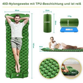 STURME Camping Sleeping Mat, Built-in Foot Pump, Self-Inflating Ultralight Camping Mat with Cushion, Foldable Camping Mattress, Suitable for Outdoor, Hiking, Travel