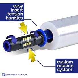 International Plastics Co. 15" Plastic Stretch Film Wrap with Extended Tension Handles 1200ft 500% Stretch Clear Cling Durable Adhering Packing Moving Heavy Duty Shrink Pallet | International Plastics Co.