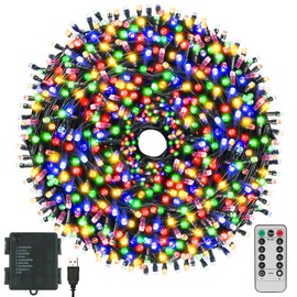 Christmas Lights 66FT 200 LED Battery String Lights Timer Memory Function USB and Battery Powered Waterproof String Lights, Easy to Carry and Install for Indoor and Outdoor Decoration (Multicolor)