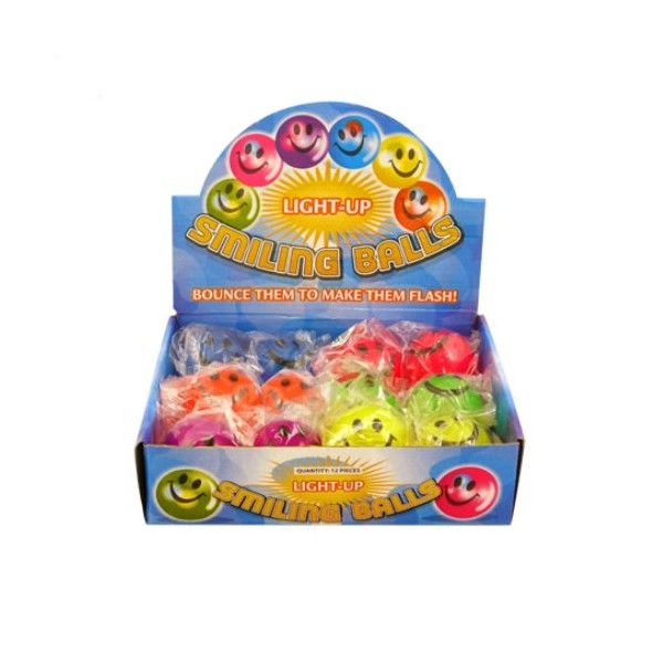 HENBRANDT Light Up Smiling Bouncy Balls 5cm - Wholesale Box of 12