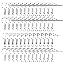 TOAOB 100pcs Stainless Steel Earring Hooks for Jewellery Making Silver Fish Hooks Earring Wires French Wire Hooks with Spring Ball for DIY Earring Making Jewellery Findings