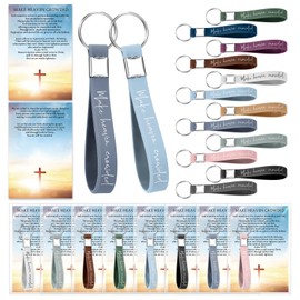 Landical 24 Set Christian Gifts Bulk Make Heaven Crowded Keychains Inspirational Card for Church Men Women Man of God Church(Neutral Color)