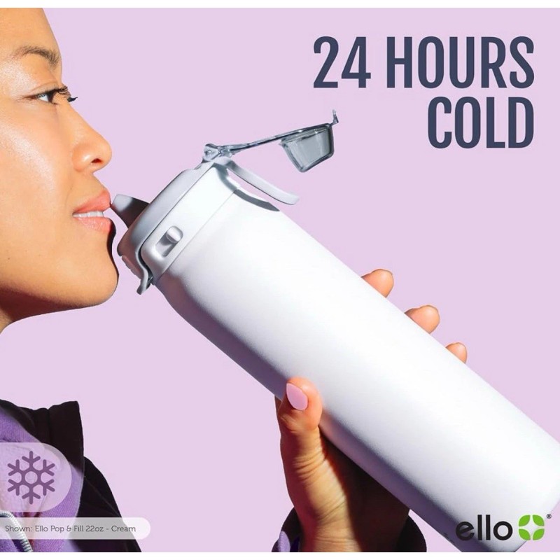 Ello Pop & Fill Water Bottle Stainless Steel with Quick