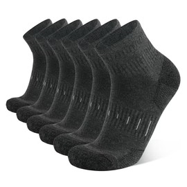 YOJOOM Mens Sports Quarter Ankle Socks Black Anti-Blister Cushioned Trainer Running Athletic Socks for Men 9-12 6-9 (UK, Numeric, 9, 12, Regular, Regular, Dark gray 6 pairs)