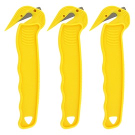 Thornton's Office Supplies Disposable Film Cutter, Sharp & Durable Steel Blade, Safe and Efficient Cutting Design for Shrink Wrap, Stretch Wrap, Tape, and Plastic Straps, Yellow (3)