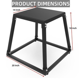 18 Inch Plyometric Jump Box, Steel Plyo Platform and Jumping Box, Anti-Slip Exercise Step Up Box for Home Gym Training,Black