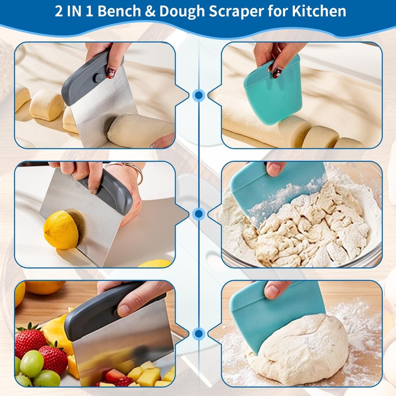 2 in 1 Dough Scraper and Bench Cutter for Kitchen