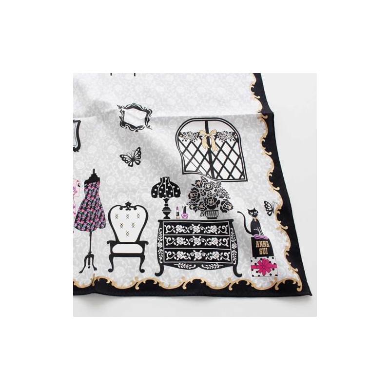 Blooming 109024-0003-04 Anna Sui Print Handkerchief Boutique (Gray) [100% Cotton]