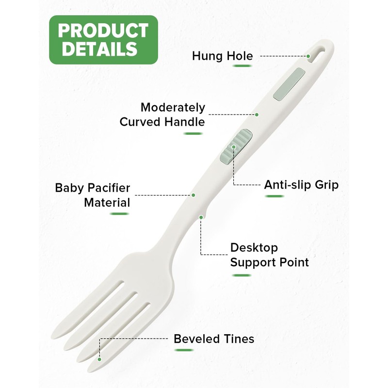 Silicone Flexible Cooking Fork, 11.6 Inch Heat Resistant, Large Non