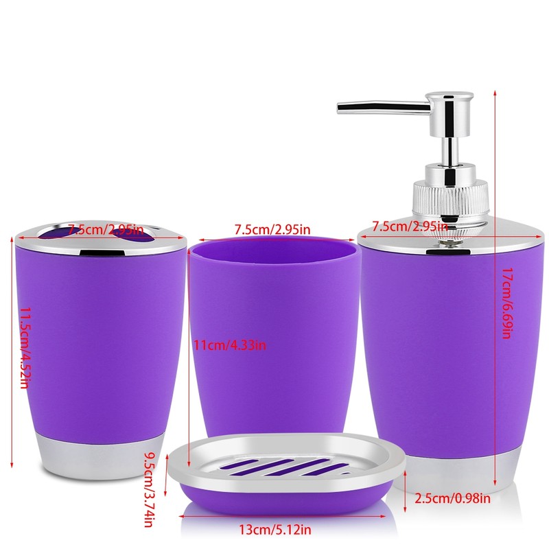 4Pcs/Set Bathroom Suit Accessories Includes Cup Toothbrush Holder Soap Dish