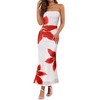 ZESICA Womens Summer Floral Strapless Maxi Dress 2026 Off Shoulder