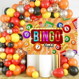 Mocsicka Bingo Night Backdrop Banner Bingo Game Night Party Decorations Billiard Cards Coins Photo Background for Man Boys Adults Casino Theme Game Time Party Supplies 70.8 x 43.3 Inch