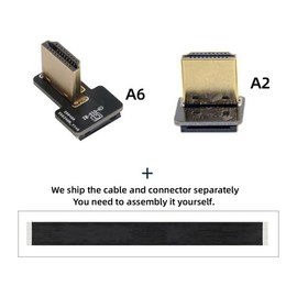 CY Cord Ultradünnes, rechts abgewinkeltes HDMI-Stecker auf nach oben abgewinkeltes HDMI-Stecker-Verlängerungskabel, FPC-Flachkabel, 1080P für FPV HDTV-Multicopter-Luftaufnahmen, A2-A6 (10 cm)