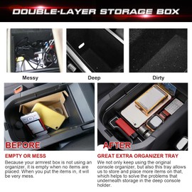 x xotic tech Center Console Organizer Tray Compatible with Toyota RAV4 2019-2025, RAV4 Prime 2021-2025 Accessories Armrest Insert Secondary Storage Box w/White Anti-Dust Mats