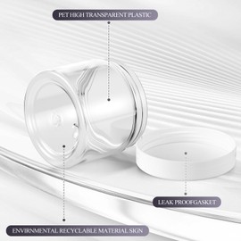 SATINIOR 36 Pieces 6 oz Plastic Jars with Lids Wide Mouth Airtight Reusable Container Acrylic Cosmetic Small Jars for Lotions Ointments Travel Toiletries Creams Make up Storage(White)