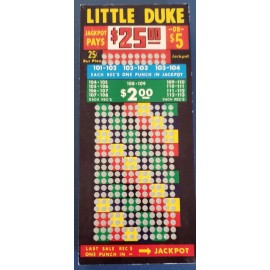VINTAGE PUNCH BOARD LITTLE DUKE .25 CENT PLAY NEW UNPUNCHED 240 PUNCH PLAYS