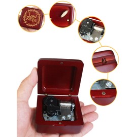 Sinzyo Boîte à musique Boîte à musique en bois pour Cadeau de Noël, anniversary, Saint-Valentin(The Lord of Rings wooden box with red theme)