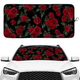 Vintage Red Rose Windshield Sunshade for Car SUV Truck Foldable Uv Ray Reflector Front Window Sun Shade Visor Shield Cover