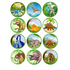 Handmade 12 Green Dinosaur edible paper, cupcake cookie oreo toppers CHOOSE YOUR SIZE - 3 in