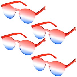 Thyonta 4PCS Red, White and Blue Sunglasses Comfortable Independence Day Decorative Rimless Party Glasses for Beach and Pool Photos