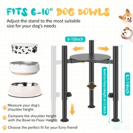 Adjustable Dog Bowls Elevated Stand, 4 Heights, Wide 6-10", Oppro Metal Raised Tall Single Dog Food Bowl Holder, Upgrade Lifted Water Feeder with Tray for Medium Large Small Breed, H: 8”/10”/12”/13.8”