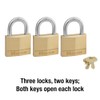 Master Lock 140TRI Solid Brass Padlock with Key, 3 Pack