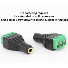 FENGHAISHUN 3.5mm 3 Pole Female TRS Stereo Audio Video 1/8" Jack to 3 Screw Solderless Terminal Female Adapter AUX Balun Connector for Headphone 2pcs
