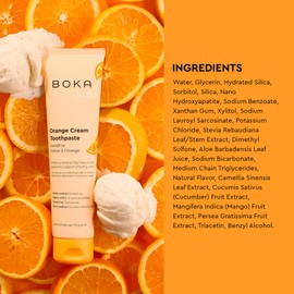 Boka Boka Fluoride Free Toothpaste Nano Hydroxyapatite, Helps Remineralize, Appropriate for Sensitive Teeth, Whitening - for Adult, Kids Oral Care - Orange Cream Flavor, 4oz 1Pk - US Manufactured