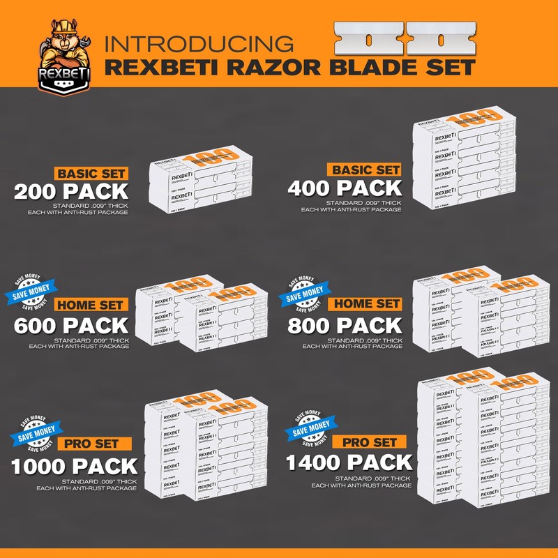 REXBETI 100PCS Single Edge Razor Blades, Industrial Razor Blades for