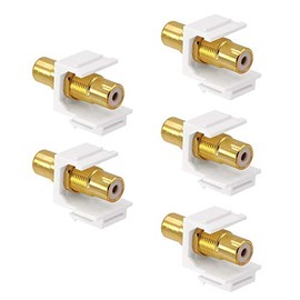 VCE 5-Pack RCA Keystone Jack Insert Gold Plated RCA Wall Jack Female for Wall Plate, White