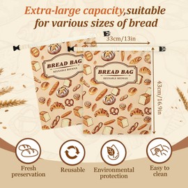 zxevg Beeswax Bread Bags 2 Pack 17x13 Inch Reusable