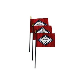 Set of 3 4x6" E-Gloss Arkansas Stick Flag - Flag Only - Made in the USA