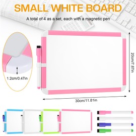 Sherr 4 Pcs Dry Erase Board, 7" x 11" Small Board Dry Erase for Kid, Student Wall Board with Black Dry Erase Marker Pen, Mini Board for Office(Black Purple Green Red)