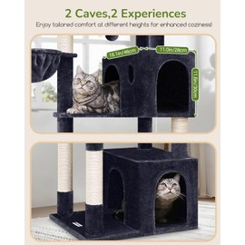 Globlazer F73 Heavy Duty Cat Tower, 73" Tall Cat Tree for Multiple Indoor Cats Adult Large, Multi-Level Cat Tower with 5 Scratching Posts, 2 Cat Condos, 2 Padded Perches, 2 Hanging Baskets, Dark Gray
