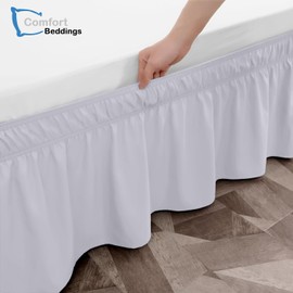 Bed Skirt Queen Size Wrap Around Style by Comfort Beddings 100% Cotton Blend Fabric, Premium Tailored Fit 1pc Bedskirt Queen Size 18" Drop Length Silver Solid