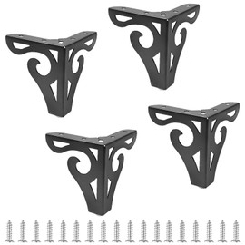 Bivethoi 5 Inch / 12.5cm Hollow Out Furniture Legs Set of 4, Black Metal Sofa Legs Modern Dresser Feet, Triangle Couch Feet Shelf Replacement Legs for Cabinet Cupboard Table Bookcase Wardrobe
