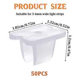 Waterproof LED Strip Mounting Clips Holder Mounting Bracket Neon Mounting Clips Fixing Clamps Holder with 50 Screws for 5mm to 6mm LED Strip Lighting, Translucent, Pack of 50