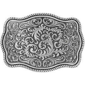 QQA Native Silver Floral Belt Buckle Birthday Party Holiday Gifts Cowboy Belt Buckles for Men Women