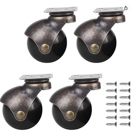 Caster Wheels, Set of 4, 2.0 inches (50 mm), Chair Wheels, Hooded, Silent, 360° Rotation, Office Chair, Replacement Caster Ballcaster, DIY Furniture Replacement, Repair (No Brake)