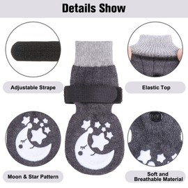 BEAUTYZOO Anti-Slip Dog Socks,Dog Shoes for Hot/Cold Pavement,Paw Protectors with Grips 3 Pairs for Puppy Small Medium Large Senior Old Dogs,Dog Socks to Prevent Licking and Hardwood Floor Protection