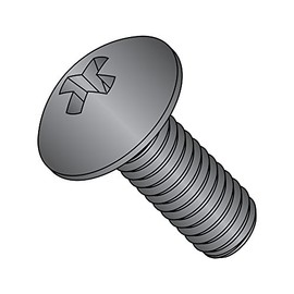 Small Parts 1124MPTB Steel Truss Head Machine Screw, Black Oxide Finish, Meets ASME B18.6.3, #2 Phillips, #10-32 Thread Size, 1-1/2" Length, Fully Threaded, Imported (Pack of 50)