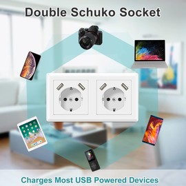 USB Socket with 2 x USB Connection, white